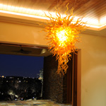 amber art glass crystal chandelier