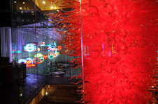 large red art glass crystal chandelier